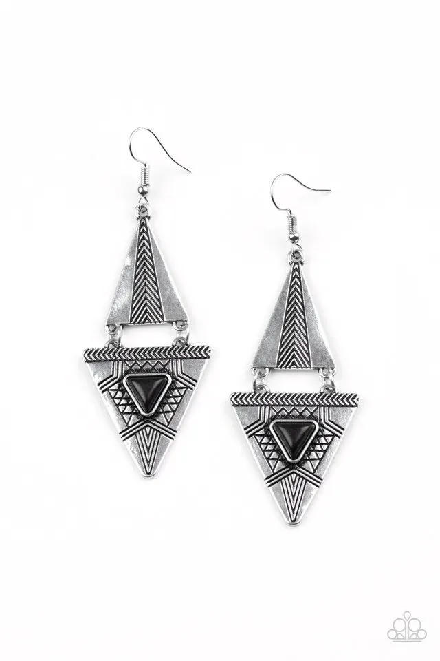 Paparazzi Earring ~ El Paso Edge - Black