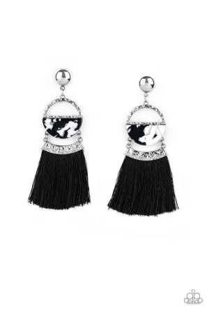 Paparazzi Earring ~ Tassel Trot - Black