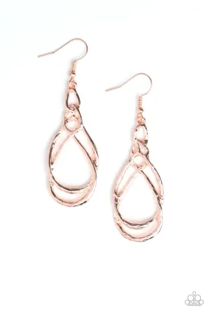 Paparazzi Earring ~ Twisted Elegance - Rose Gold