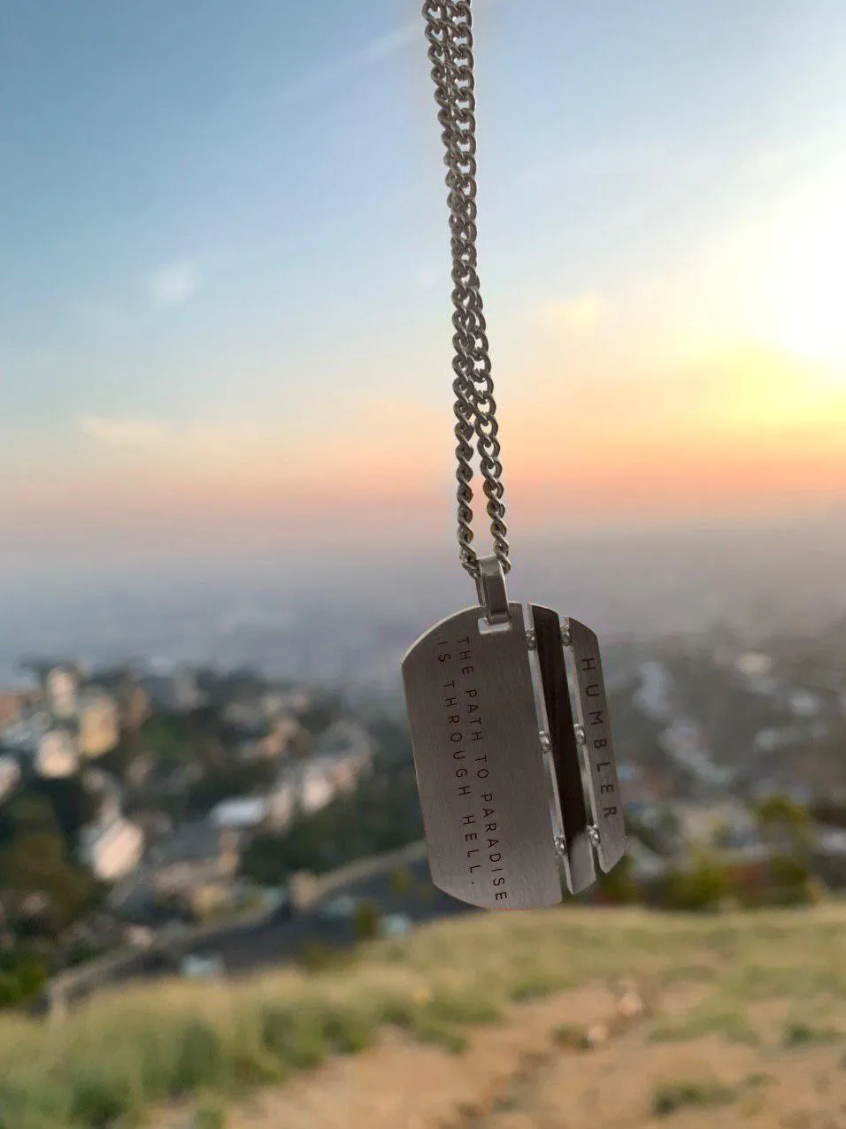 'Path to Paradise' Dog Tag ( Silver )