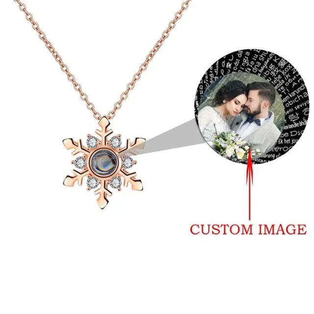 Personalized Projection Necklace Custom Photo Jewelry Women Snowflake Pendant