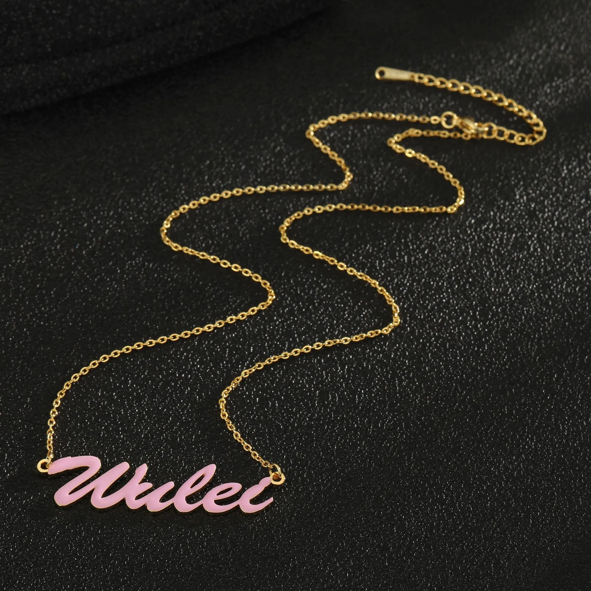 Pink Handmade Minimalistic Custom Name Jewelry