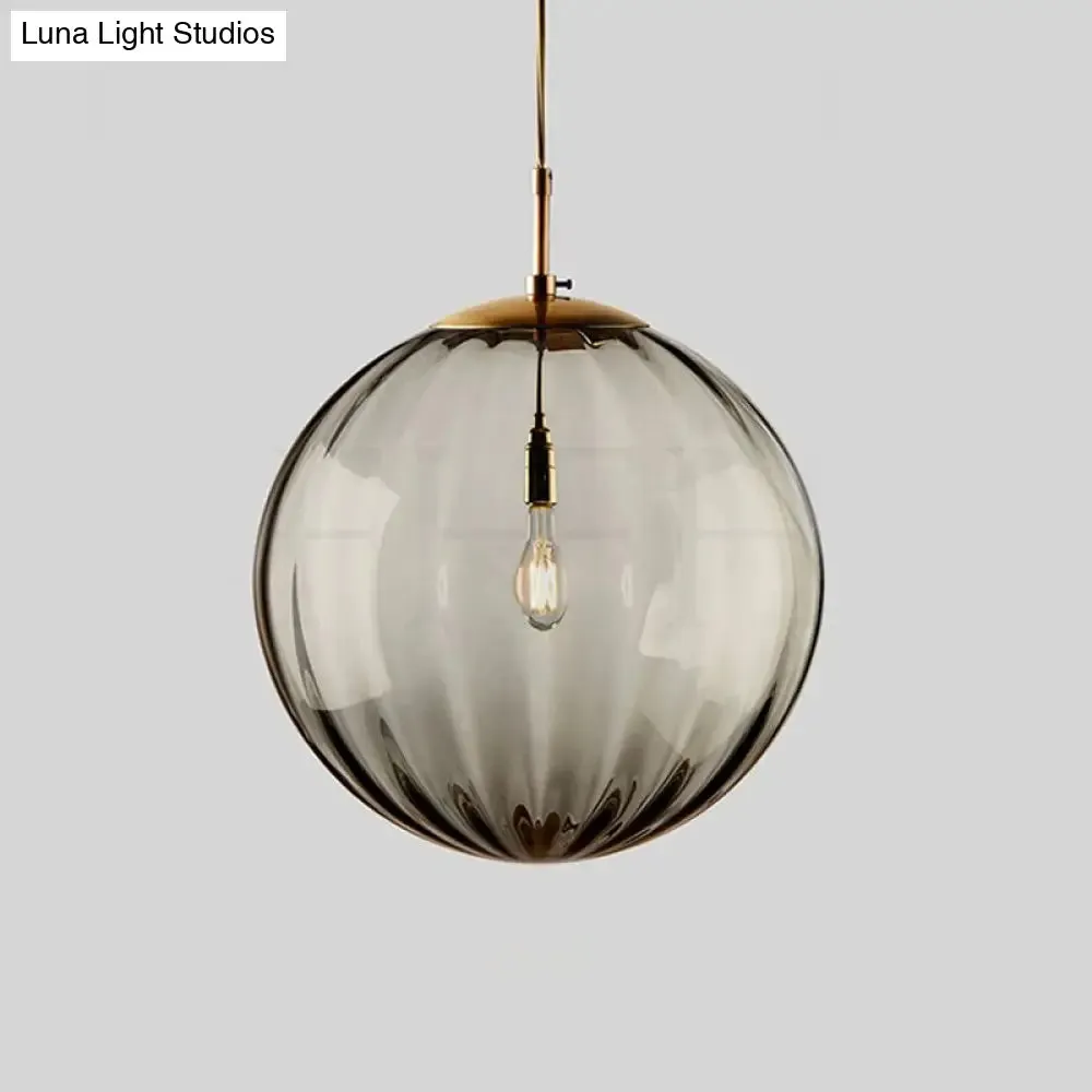 Postmodern Ceiling Pendant Lamp with Glass Pendulum in Blue/Smoke Grey/Purple, Black Finish