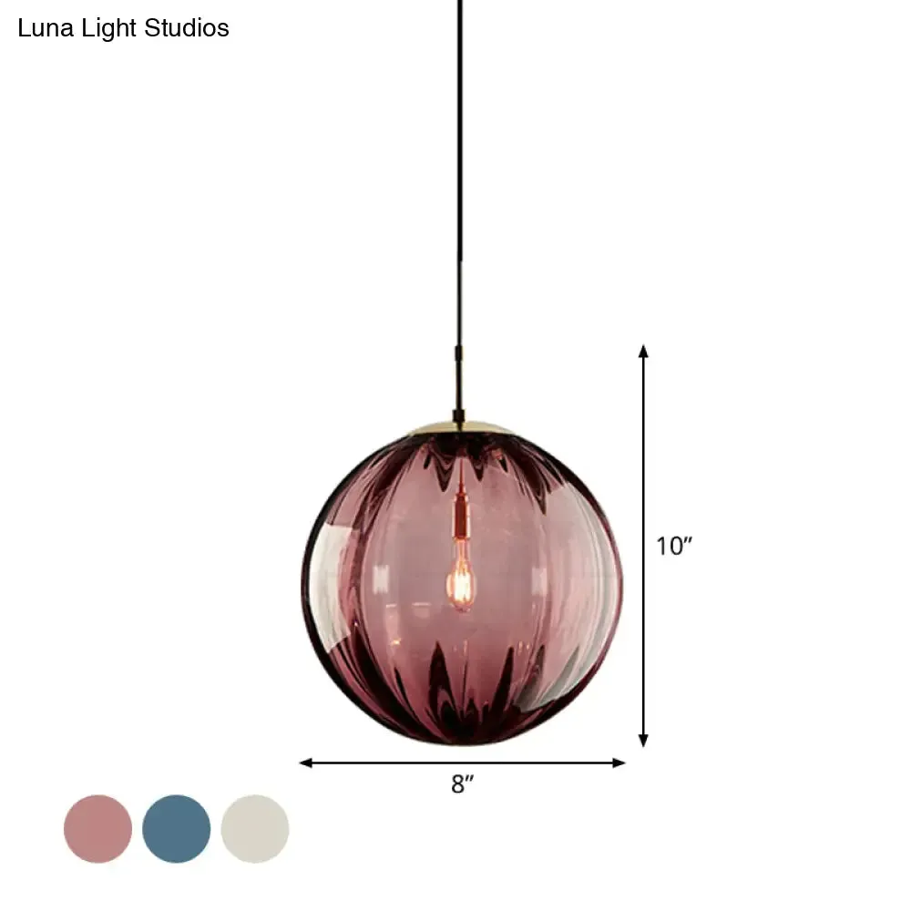 Postmodern Ceiling Pendant Lamp with Glass Pendulum in Blue/Smoke Grey/Purple, Black Finish