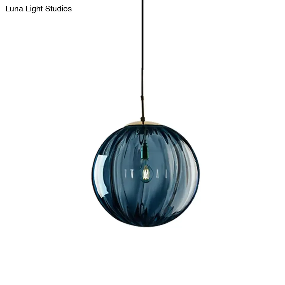 Postmodern Ceiling Pendant Lamp with Glass Pendulum in Blue/Smoke Grey/Purple, Black Finish