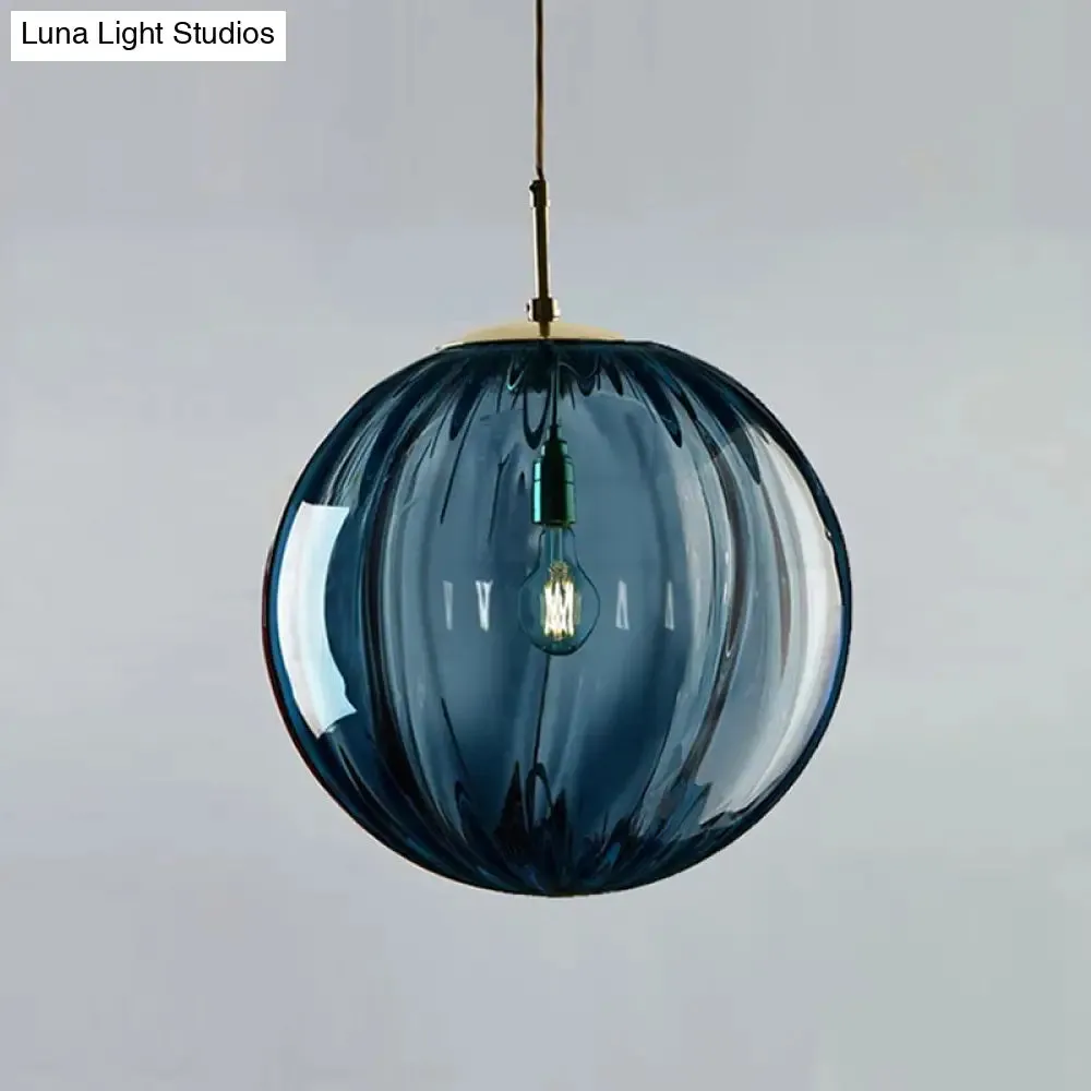 Postmodern Ceiling Pendant Lamp with Glass Pendulum in Blue/Smoke Grey/Purple, Black Finish