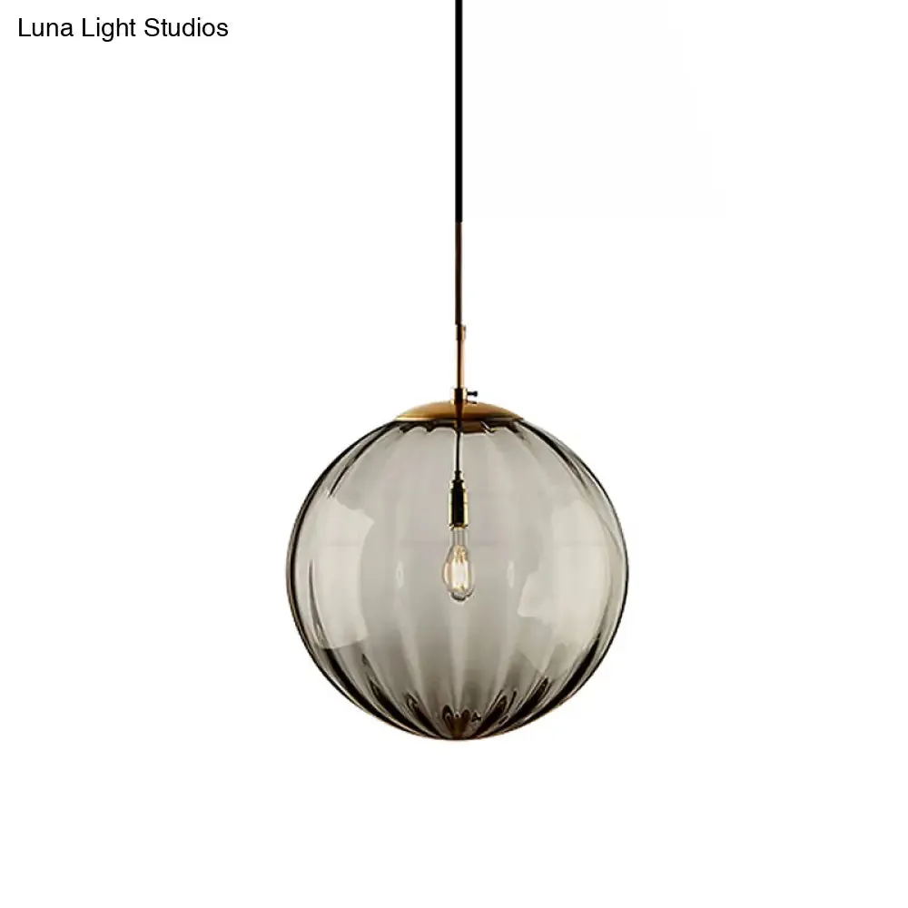 Postmodern Ceiling Pendant Lamp with Glass Pendulum in Blue/Smoke Grey/Purple, Black Finish