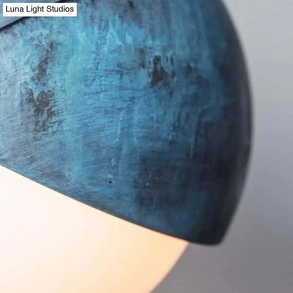 Postmodern Metal Pendant Lamp: Semi Sphere Shade, 1 Head, Blue Hanging, 5.5"/9.5" Wide