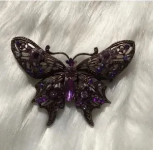 Pretty Purple Gemstone Big Butterfly 🦋 Ring Brooch Pin