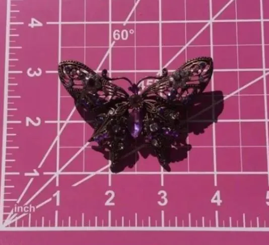 Pretty Purple Gemstone Big Butterfly 🦋 Ring Brooch Pin