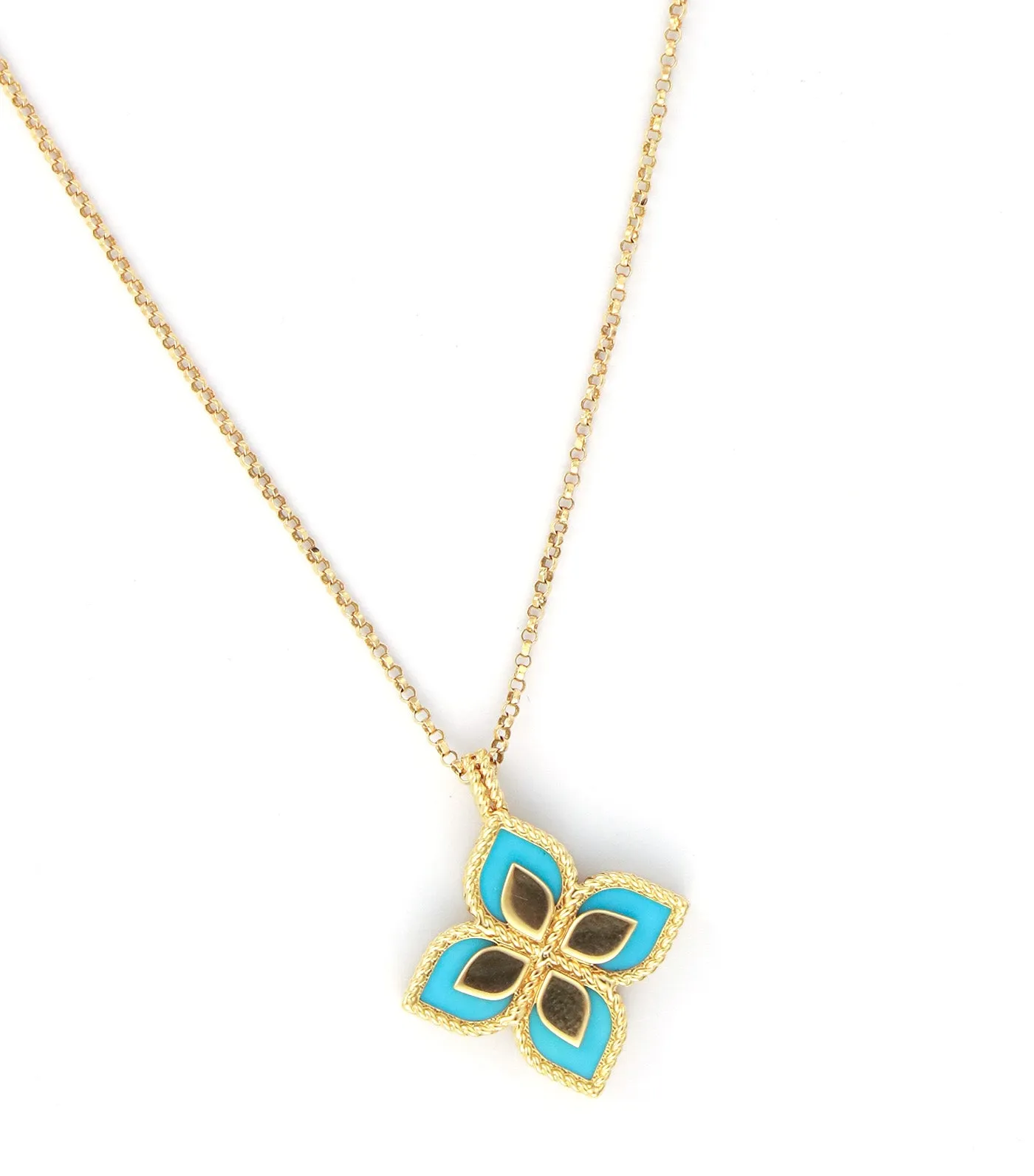 Princess Flower Pendant Necklace with Turquoise