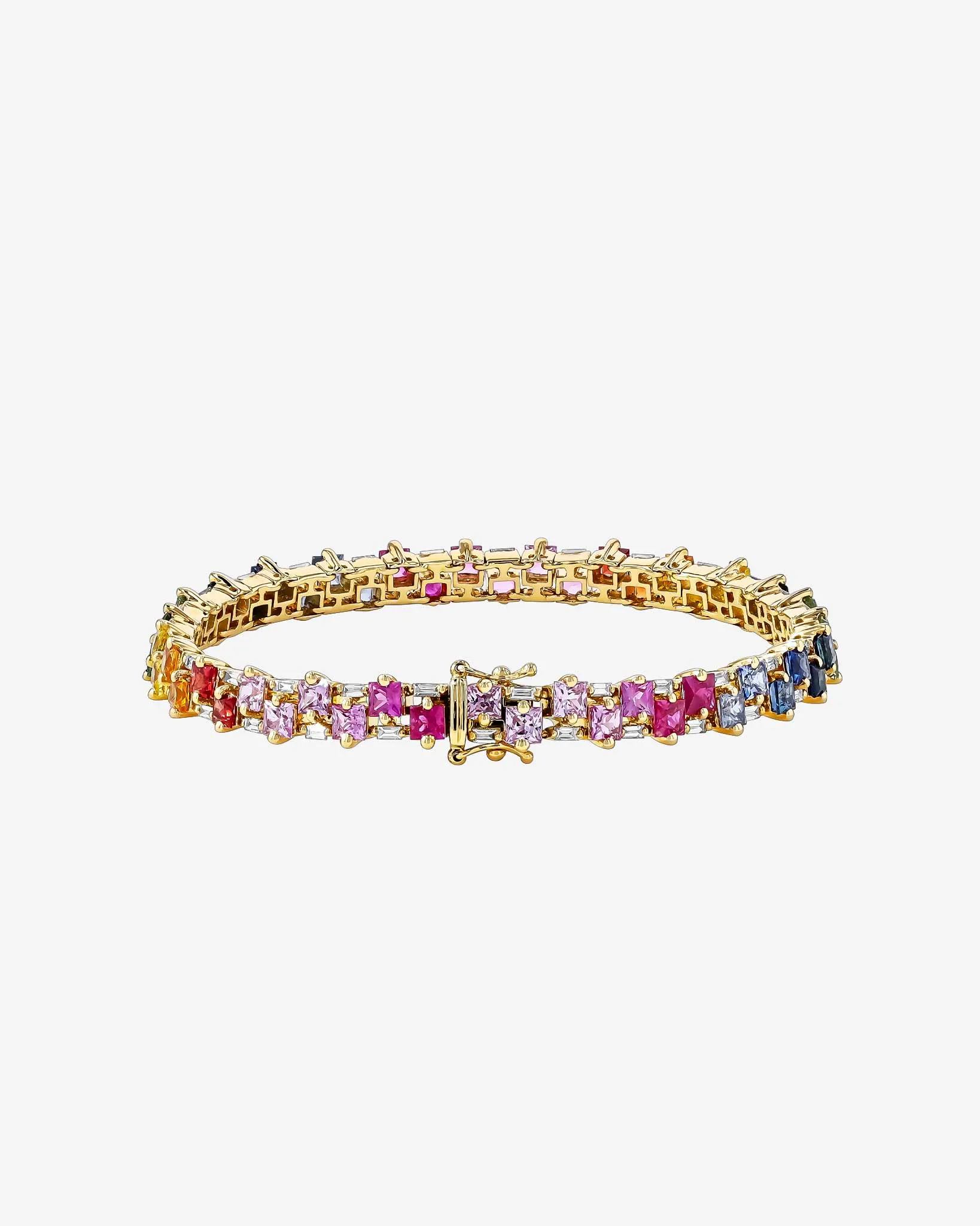 Princess Midi Stack Rainbow Sapphire Tennis Bracelet