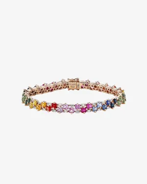 Princess Midi Stack Rainbow Sapphire Tennis Bracelet