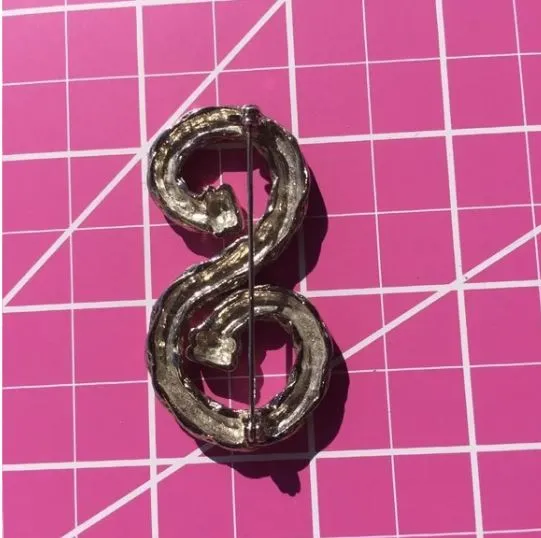 "S” Design Metal Braided Silver Plated Brooch Pin