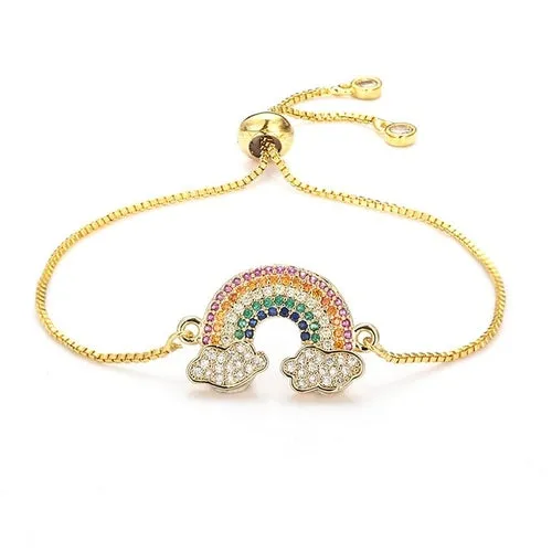 Rainbow Collection Charm Pave Pendant Bracelets