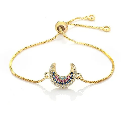 Rainbow Collection Charm Pave Pendant Bracelets