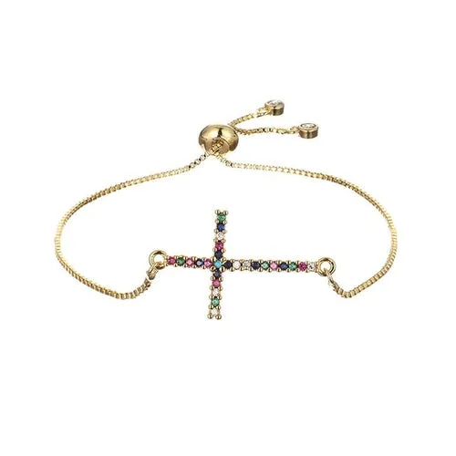 Rainbow Collection Charm Pave Pendant Bracelets