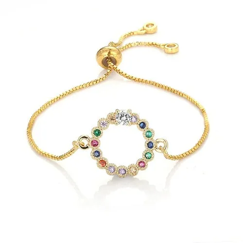 Rainbow Collection Charm Pave Pendant Bracelets