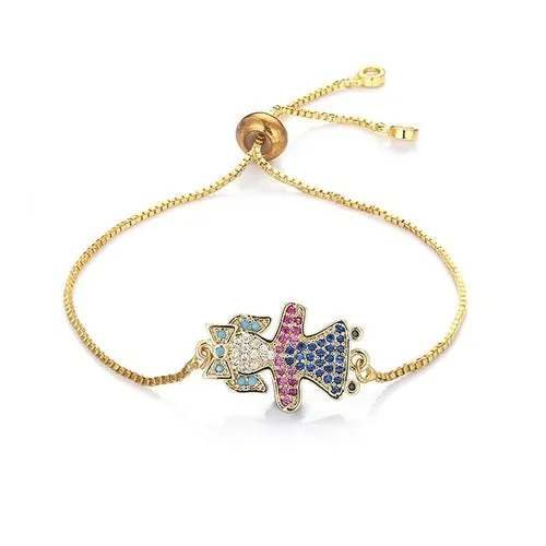 Rainbow Collection Charm Pave Pendant Bracelets