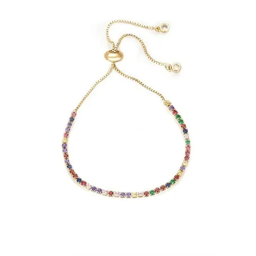 Rainbow Collection Charm Pave Pendant Bracelets