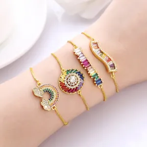 Rainbow Collection Charm Pave Pendant Bracelets