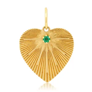 RAY OF LIGHT EMERALD HEART PENDANT, 14kt GOLD