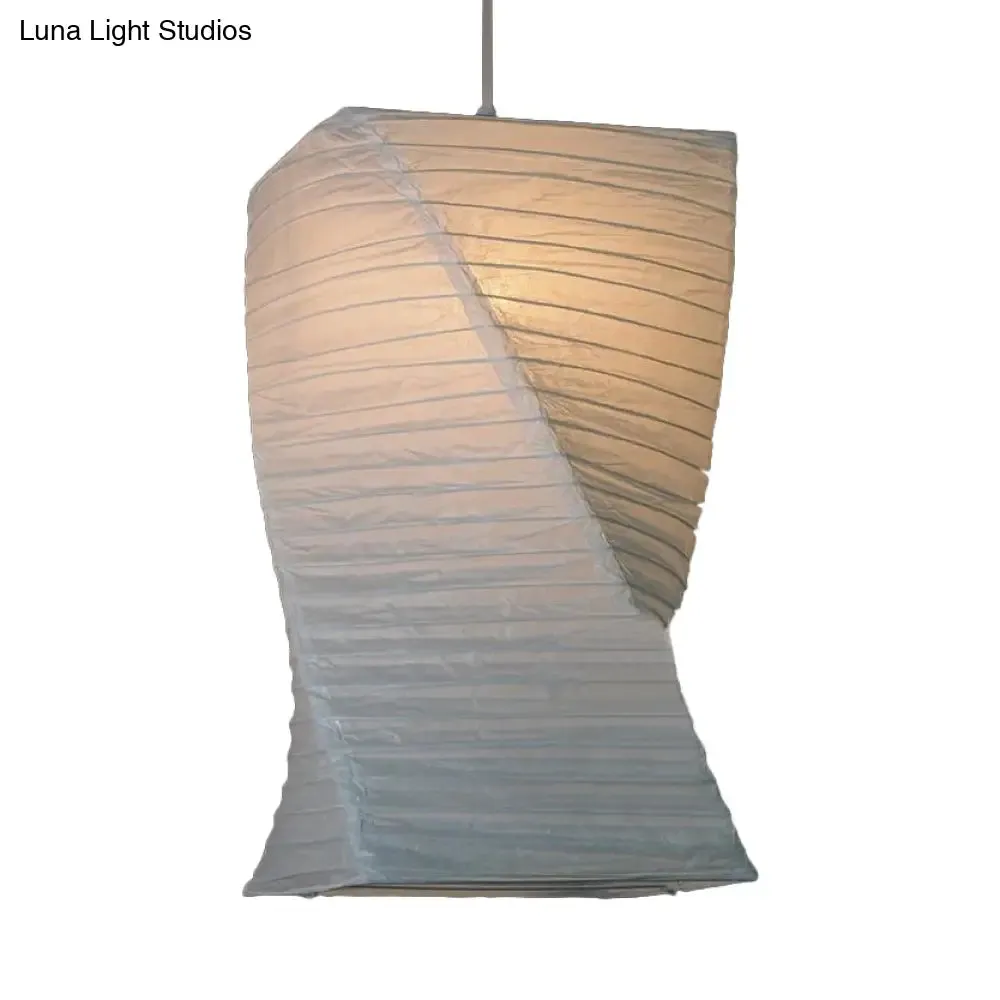 Retro Fabric Lantern Ceiling Pendant Light - 1 Light White Hanging Lamp Kit, 8.5"/10.5"/11.5" Wide