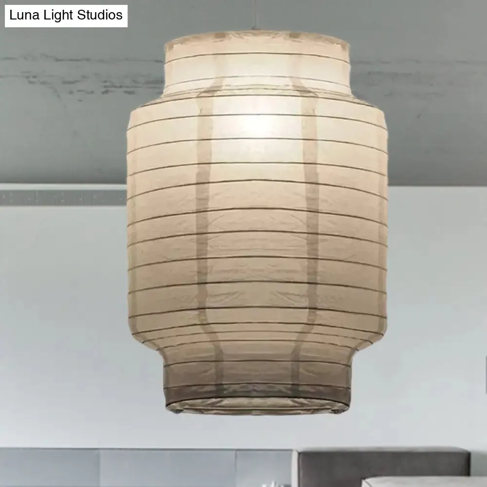 Retro Fabric Lantern Ceiling Pendant Light - 1 Light White Hanging Lamp Kit, 8.5"/10.5"/11.5" Wide