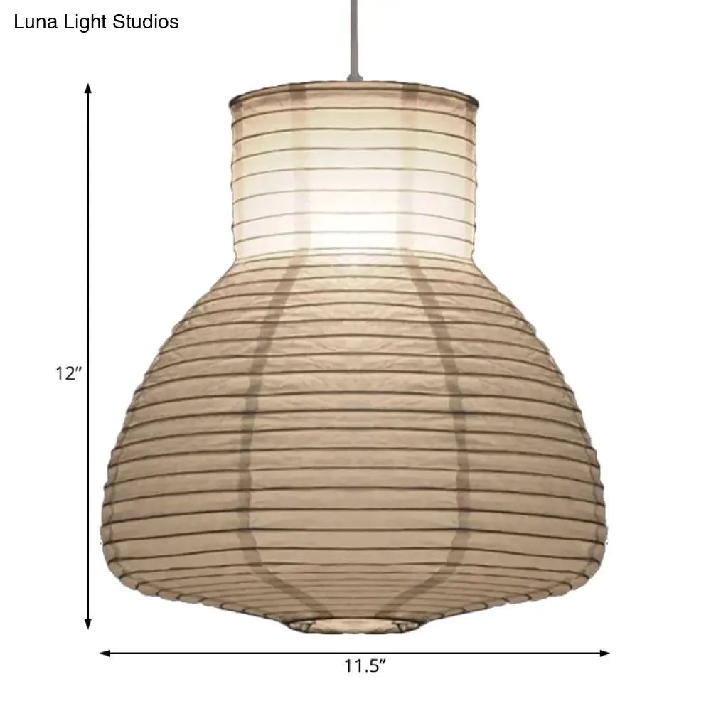 Retro Fabric Lantern Ceiling Pendant Light - 1 Light White Hanging Lamp Kit, 8.5"/10.5"/11.5" Wide