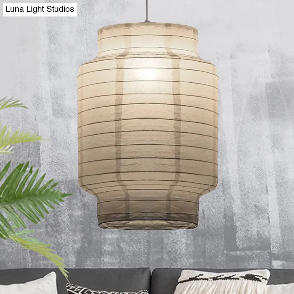 Retro Fabric Lantern Ceiling Pendant Light - 1 Light White Hanging Lamp Kit, 8.5"/10.5"/11.5" Wide