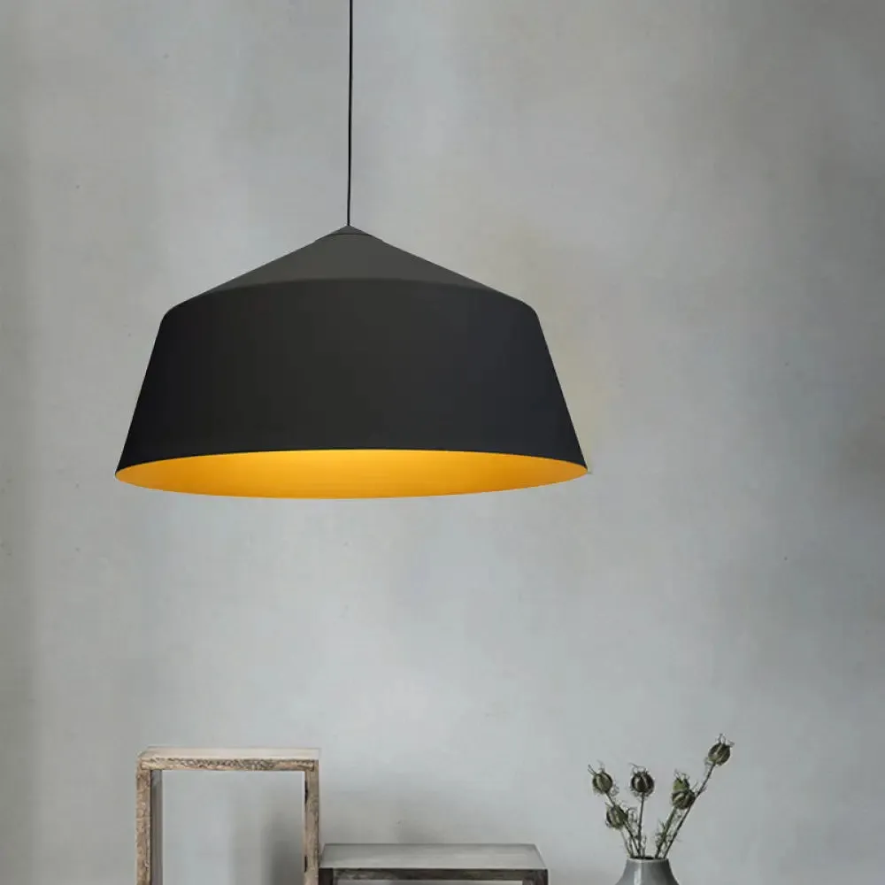 Retro Tapered Shade Pendant Light, Metallic Hanging Ceiling Light (6"/10.5"/12.5" Width) - Black/White