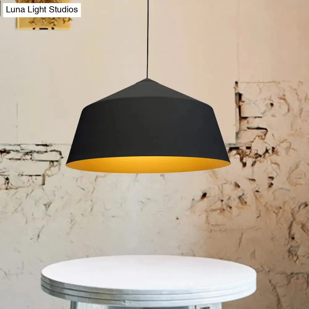 Retro Tapered Shade Pendant Light, Metallic Hanging Ceiling Light (6"/10.5"/12.5" Width) - Black/White