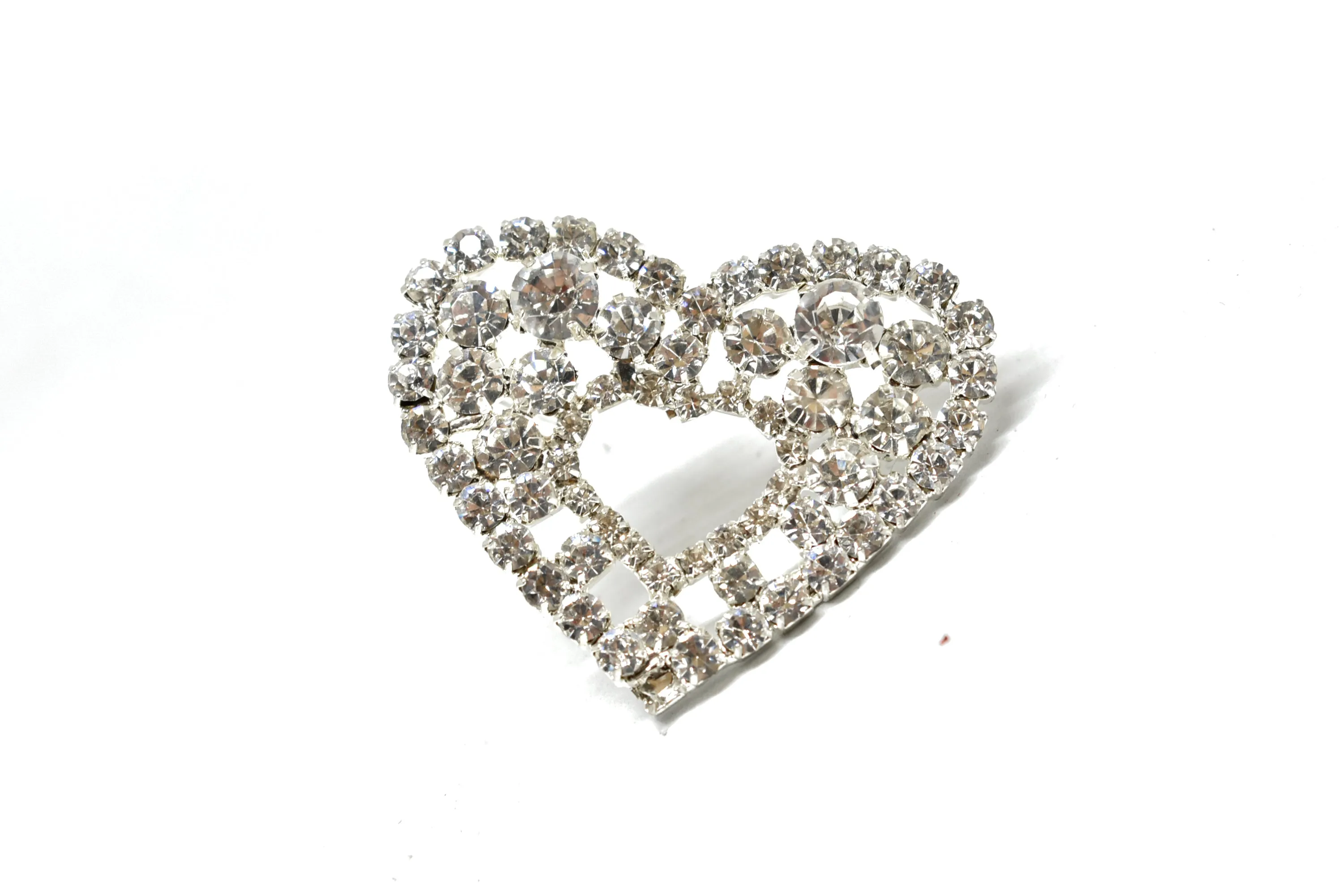 Rhinestone Heart Brooch with Pin 2" - 1 Piece