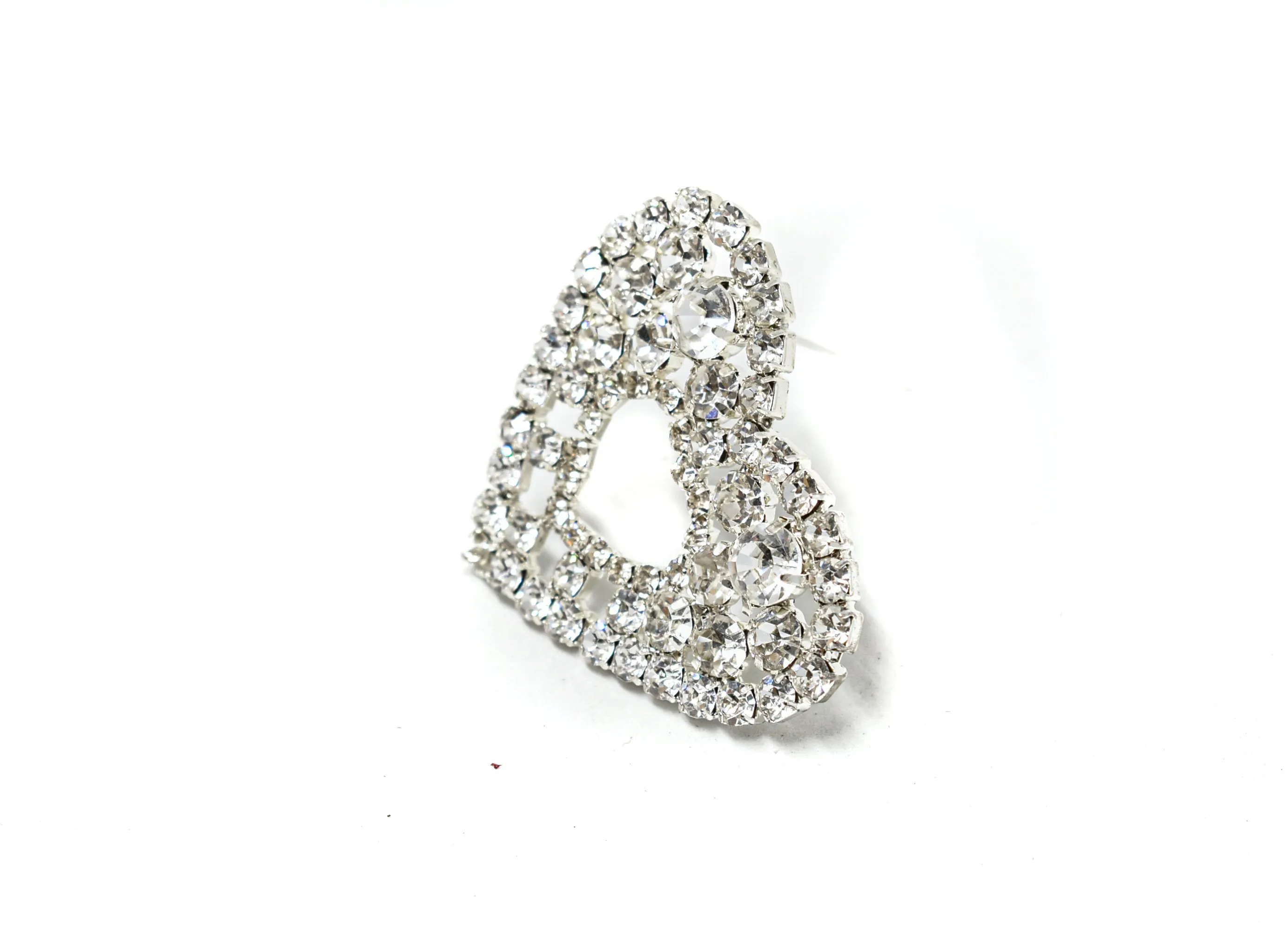 Rhinestone Heart Brooch with Pin 2" - 1 Piece