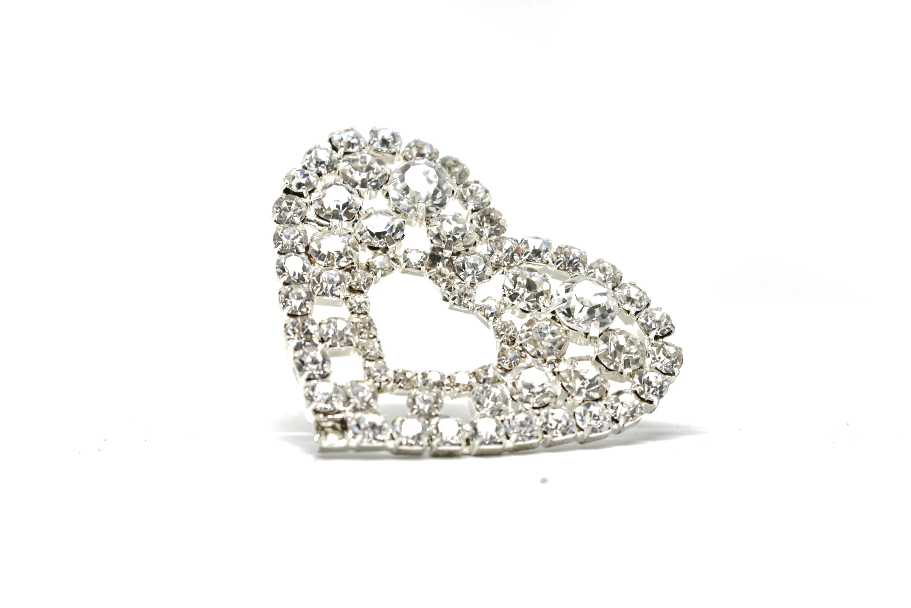 Rhinestone Heart Brooch with Pin 2" - 1 Piece