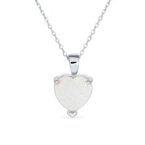 Romantic Bridal Necklace Opal Heart Pendant 14K Gold Plated Sterling Silver