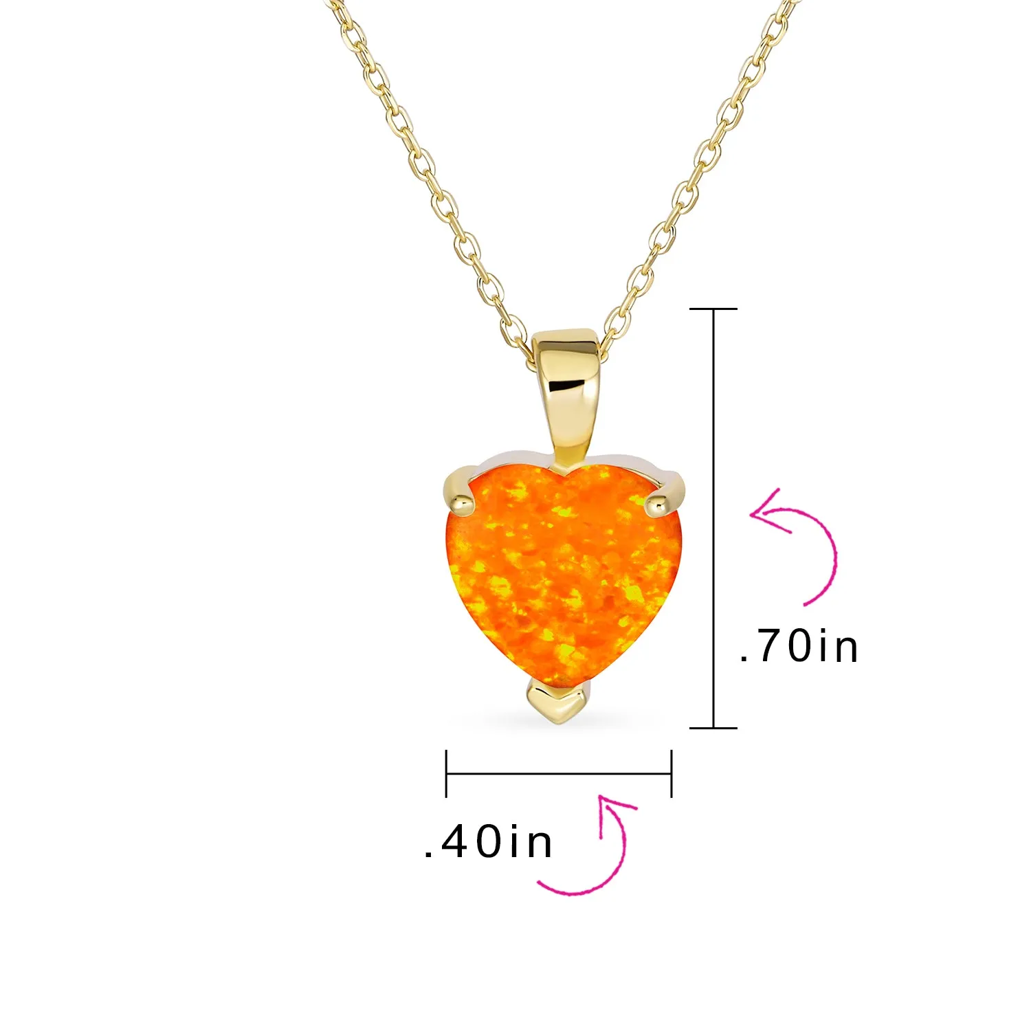 Romantic Bridal Necklace Opal Heart Pendant 14K Gold Plated Sterling Silver