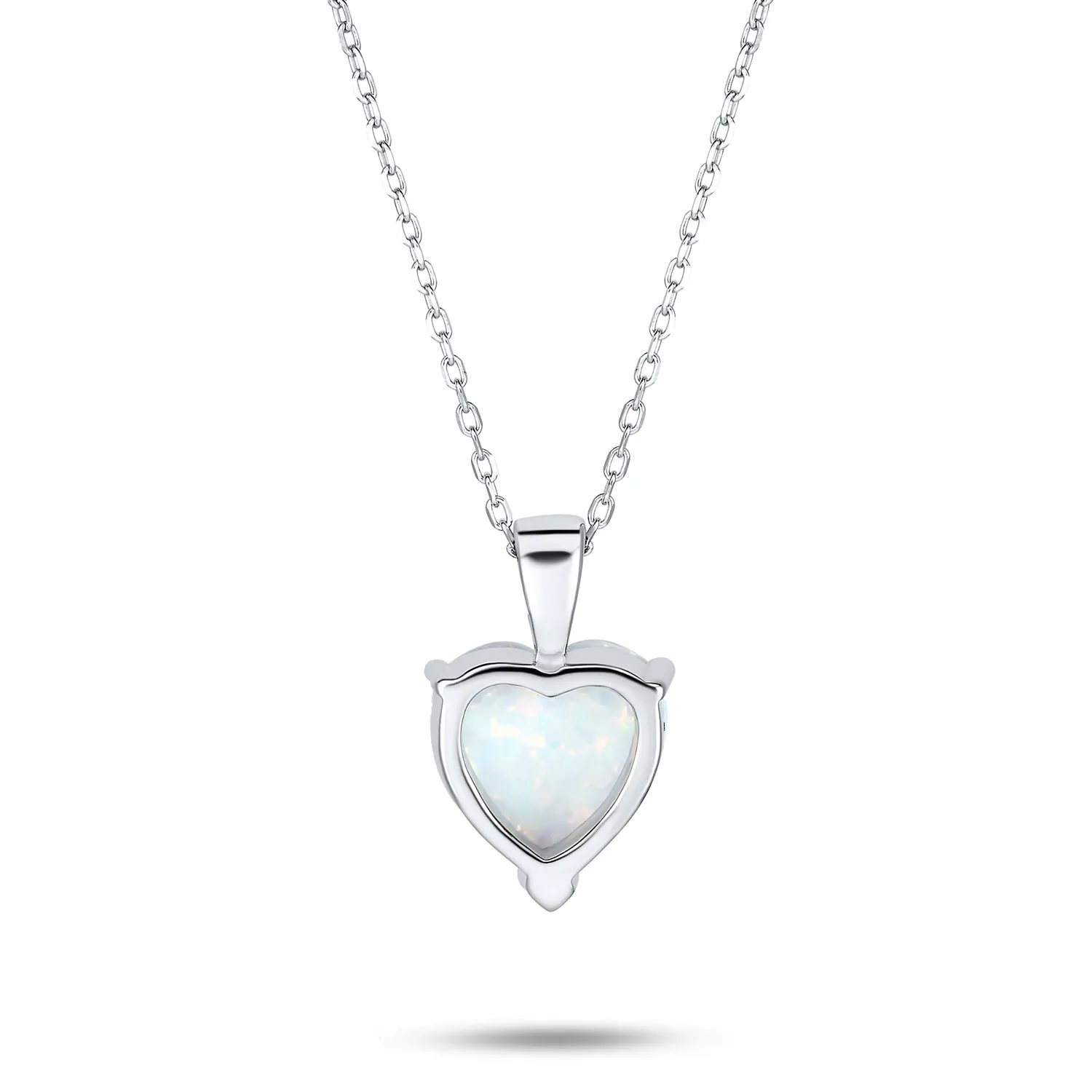 Romantic Bridal Necklace Opal Heart Pendant 14K Gold Plated Sterling Silver