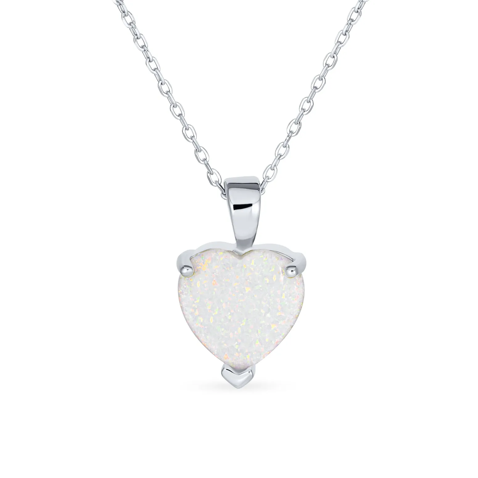 Romantic Bridal Necklace Opal Heart Pendant 14K Gold Plated Sterling Silver