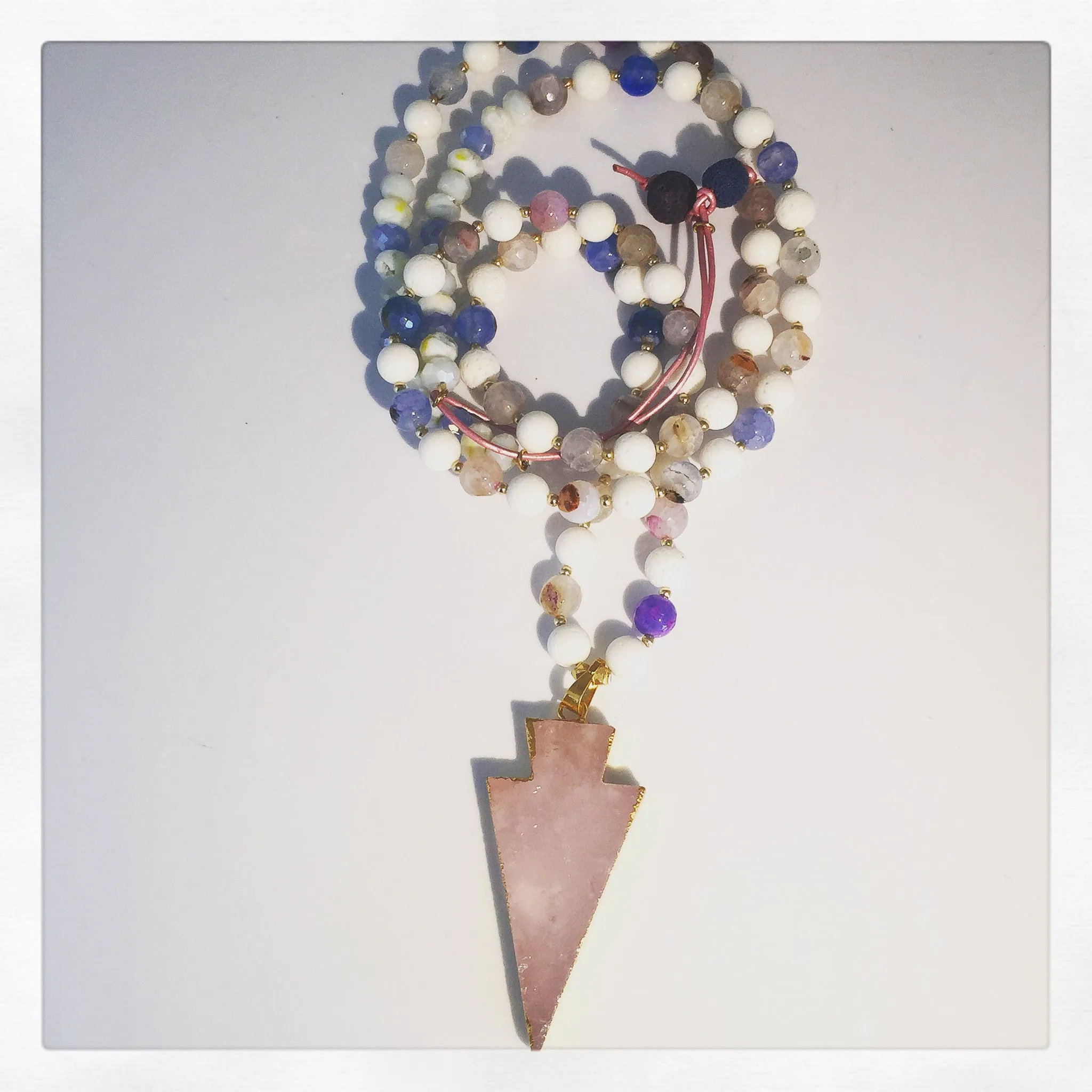 Rose Quartz Arrow Custom Beaded Necklace