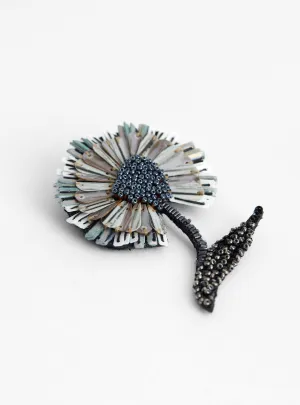 Ruffle Flower Brooch Black