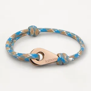 SANTOS Mens Womens Thimble Charm Bracelets Paracord Rope Wristbands Light Blue Beige Rose Gold