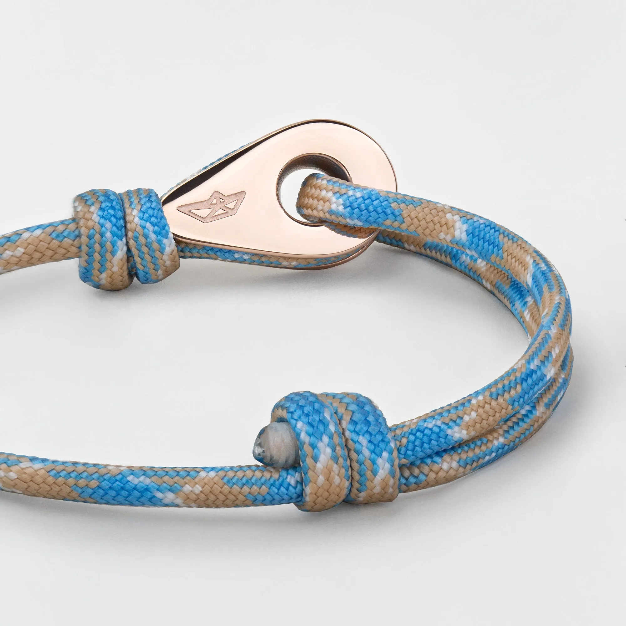 SANTOS Mens Womens Thimble Charm Bracelets Paracord Rope Wristbands Light Blue Beige Rose Gold