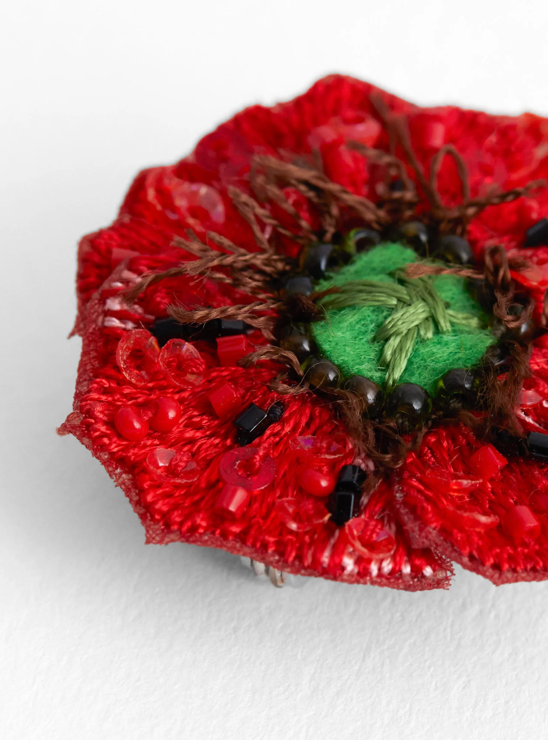 Shirley Poppy Brooch Red & Green