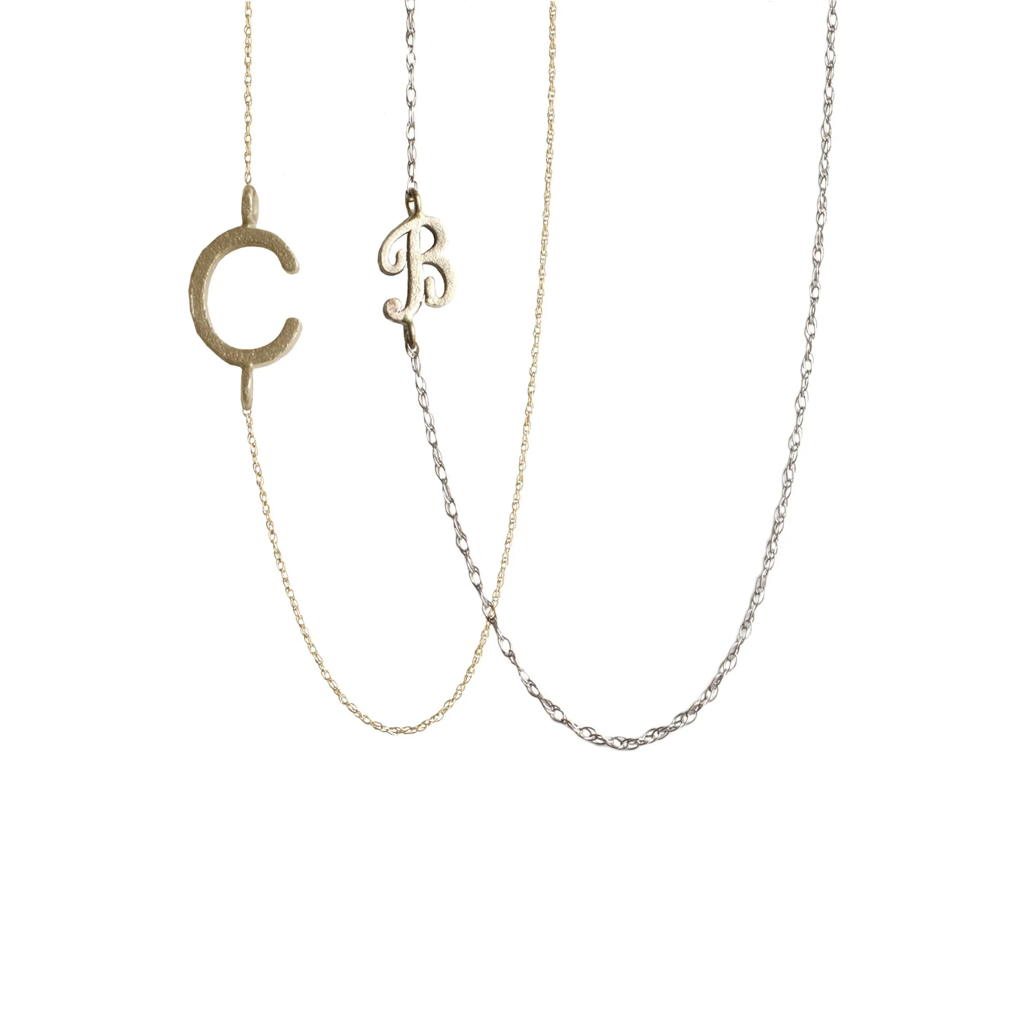 Sideways Initial Necklace | 14-Karat