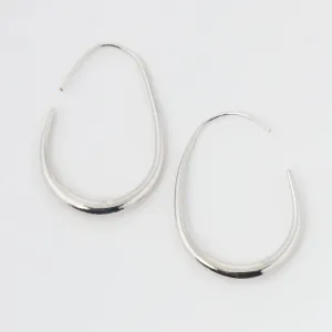 Silver Graduated Oval Hoop Earrings