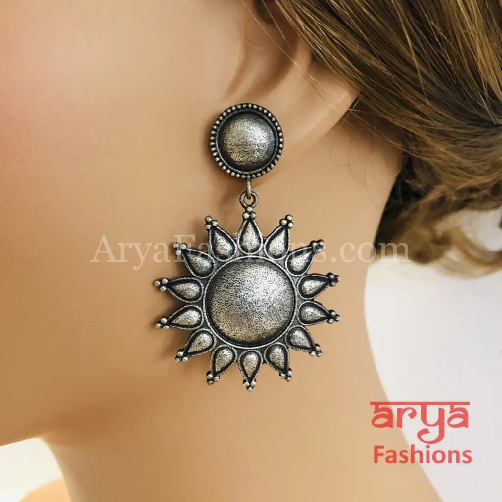 Silver Oxidized Star Earrings, Indian Trendy Earrings