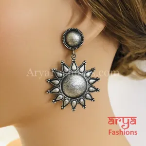 Silver Oxidized Star Earrings, Indian Trendy Earrings