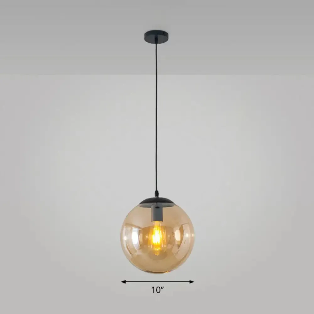 Simple Black Glass Pendant Light with Single-Bulb for Restaurant Ceilings