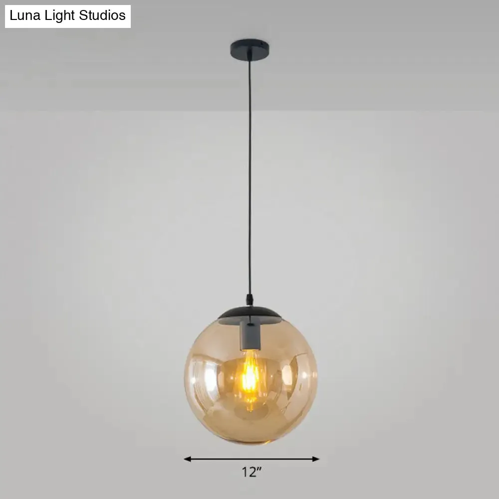 Simple Black Glass Pendant Light with Single-Bulb for Restaurant Ceilings